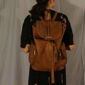 Brown Faux Leather Backpack